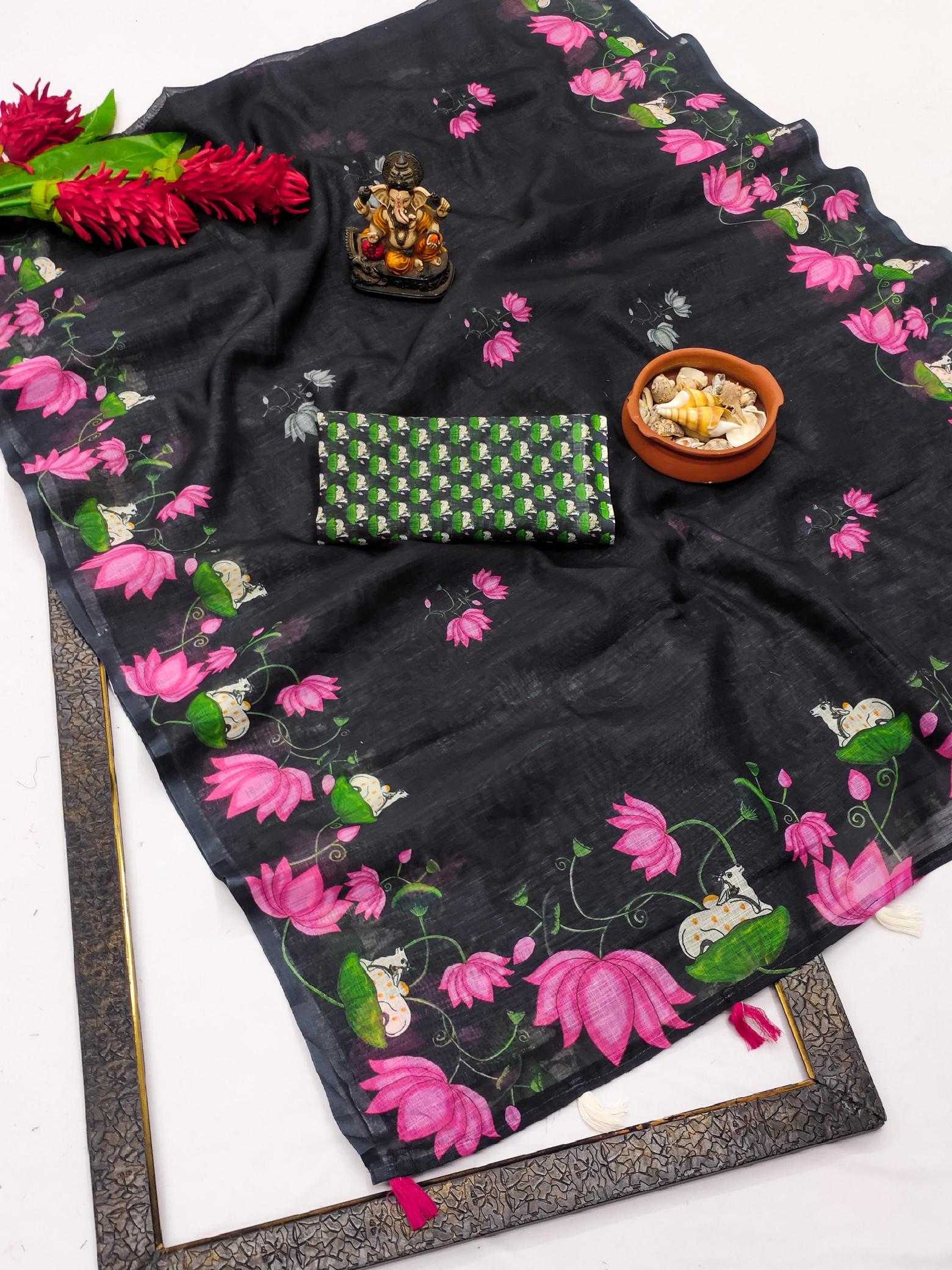 Ynf Linen RIN183 RANGDARI Sarees Wedding Collections Wholesale Printed Sarees Ikkat Saree Linen Sarees Manufacturer