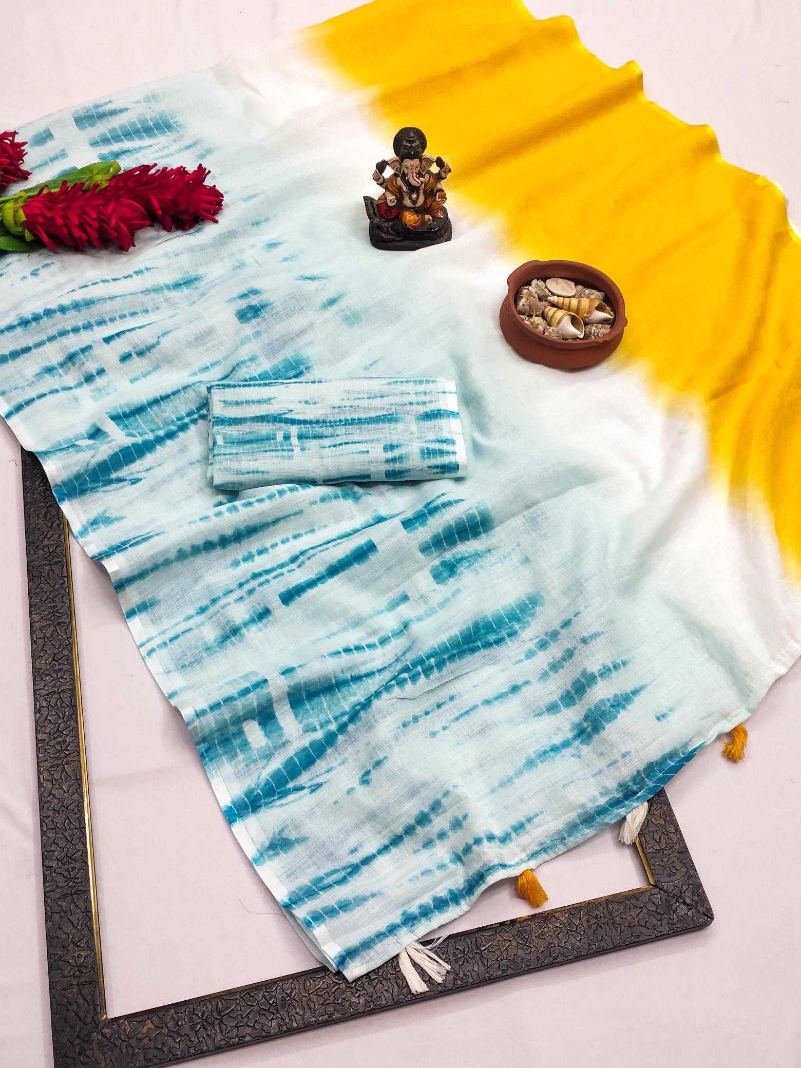 Ynf Linen RIN183 VARUNI Sarees Wholesale Printed Sarees Ikkat Saree Linen Sarees Manufacturer