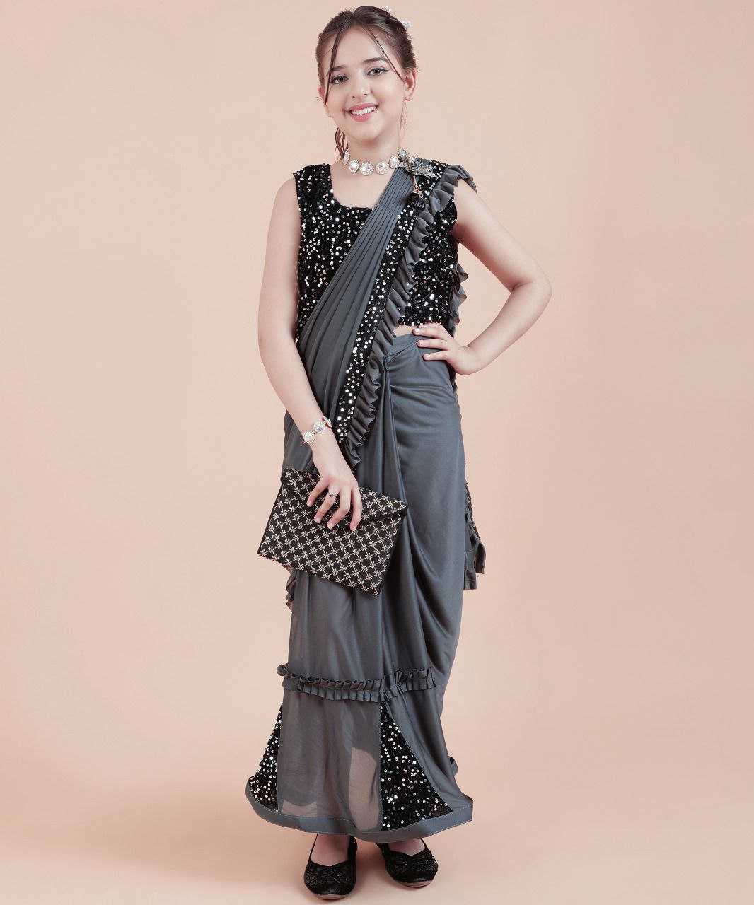 Ynf Lycra KESH461 43 Kids Wear Wholesale Kids Saree Dress Manufacturer