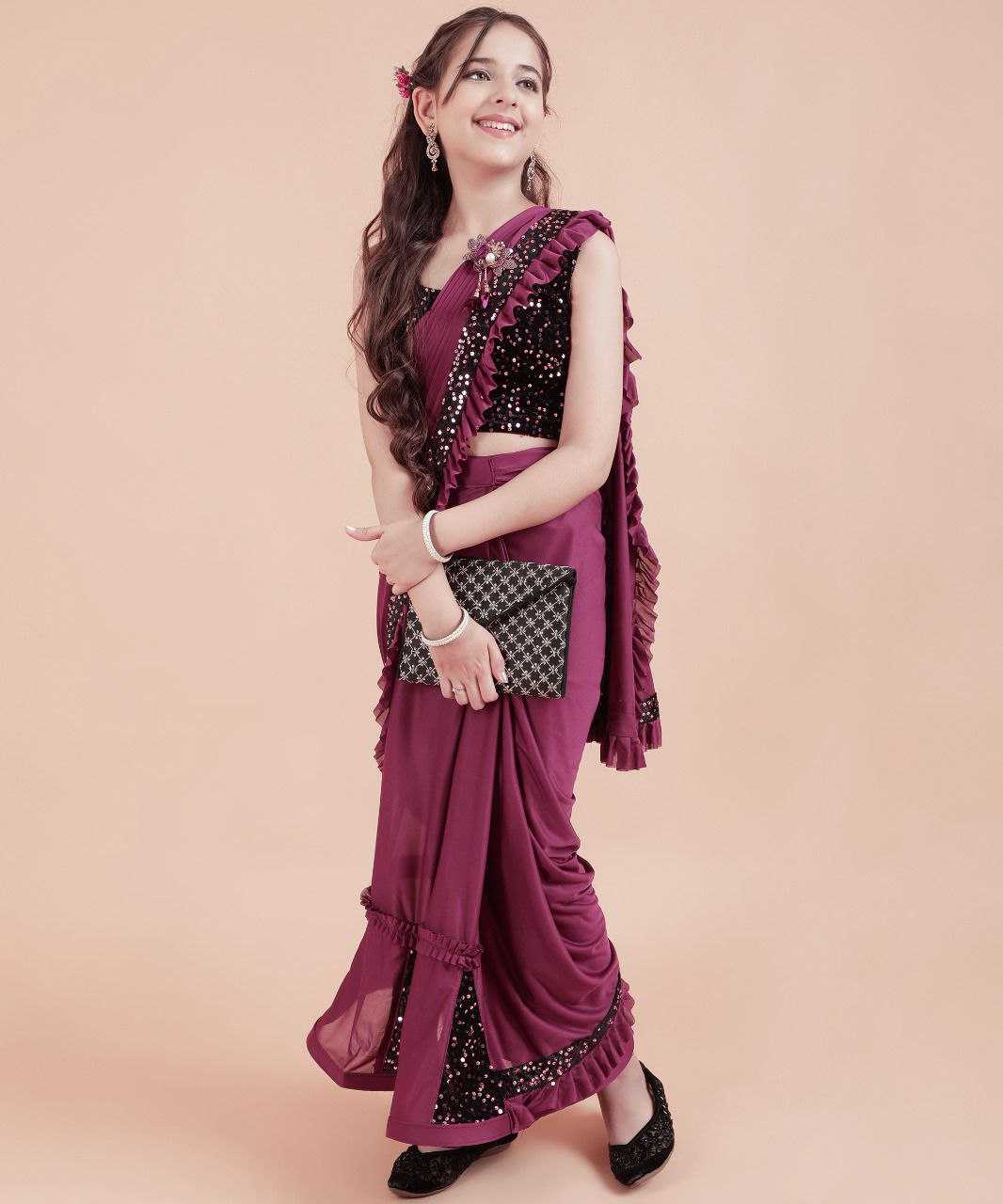 Ynf Lycra KESH461 43 Kids Wear Wholesale Kids Saree Dress Manufacturer