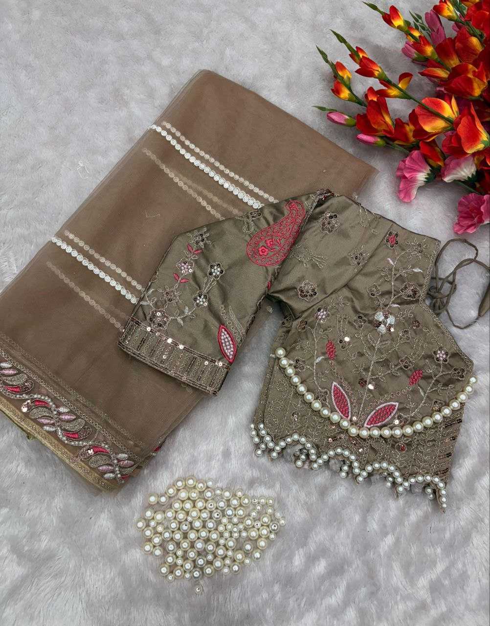 Ynf Net KESH508 60 Sarees Wholesale Net Sarees Sequins Work Saree Manufacturer