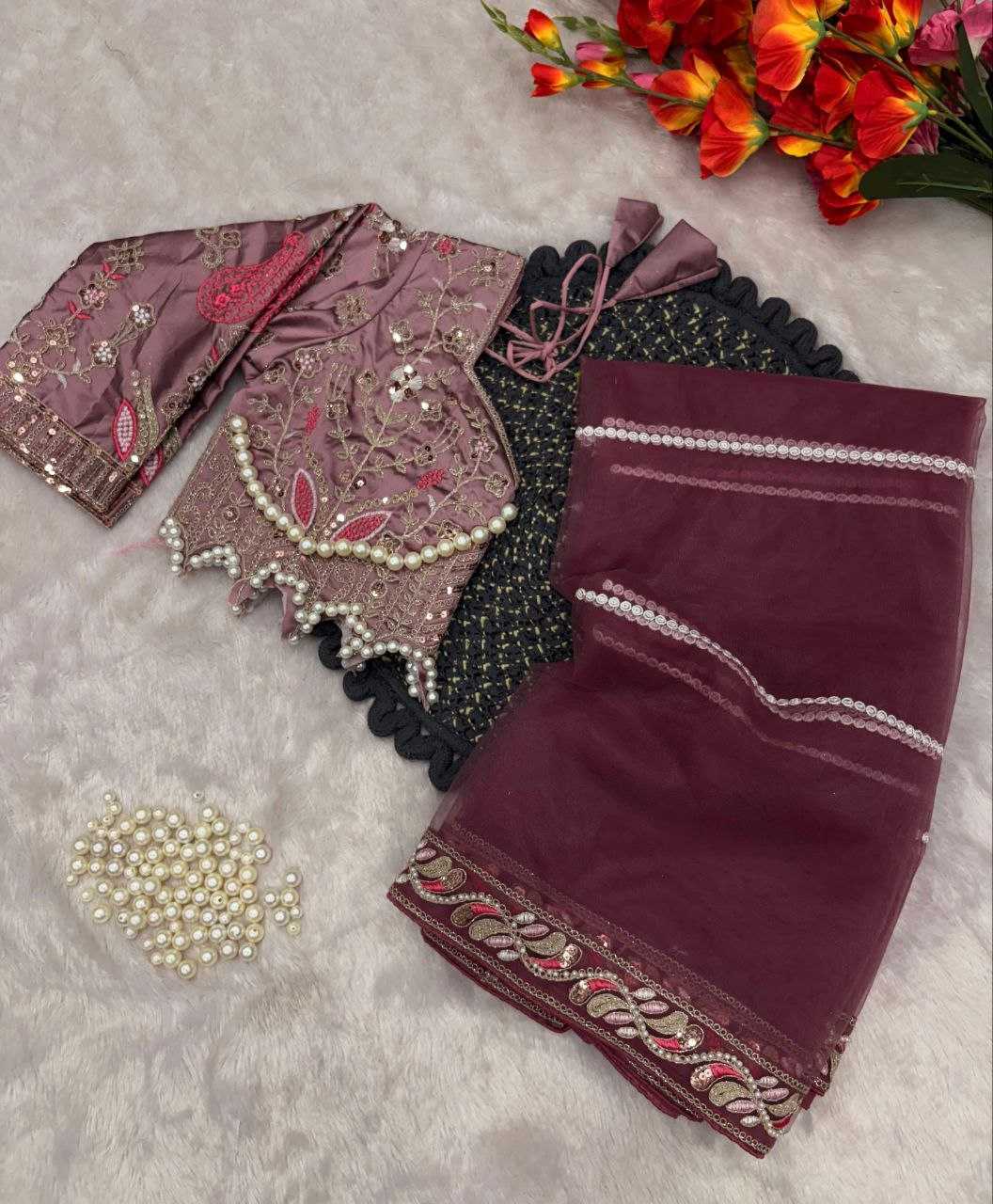 Ynf Net KESH508 60 Sarees Wholesale Net Sarees Sequins Work Saree Manufacturer