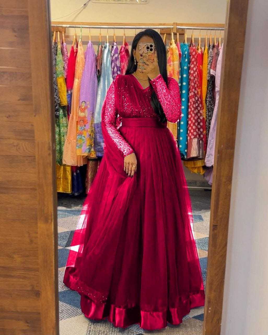 Ynf Net RIN157 2804 Gowns Plus Size Collections Wholesale Party Gowns Net Gowns Gown With Belt Manufacturer