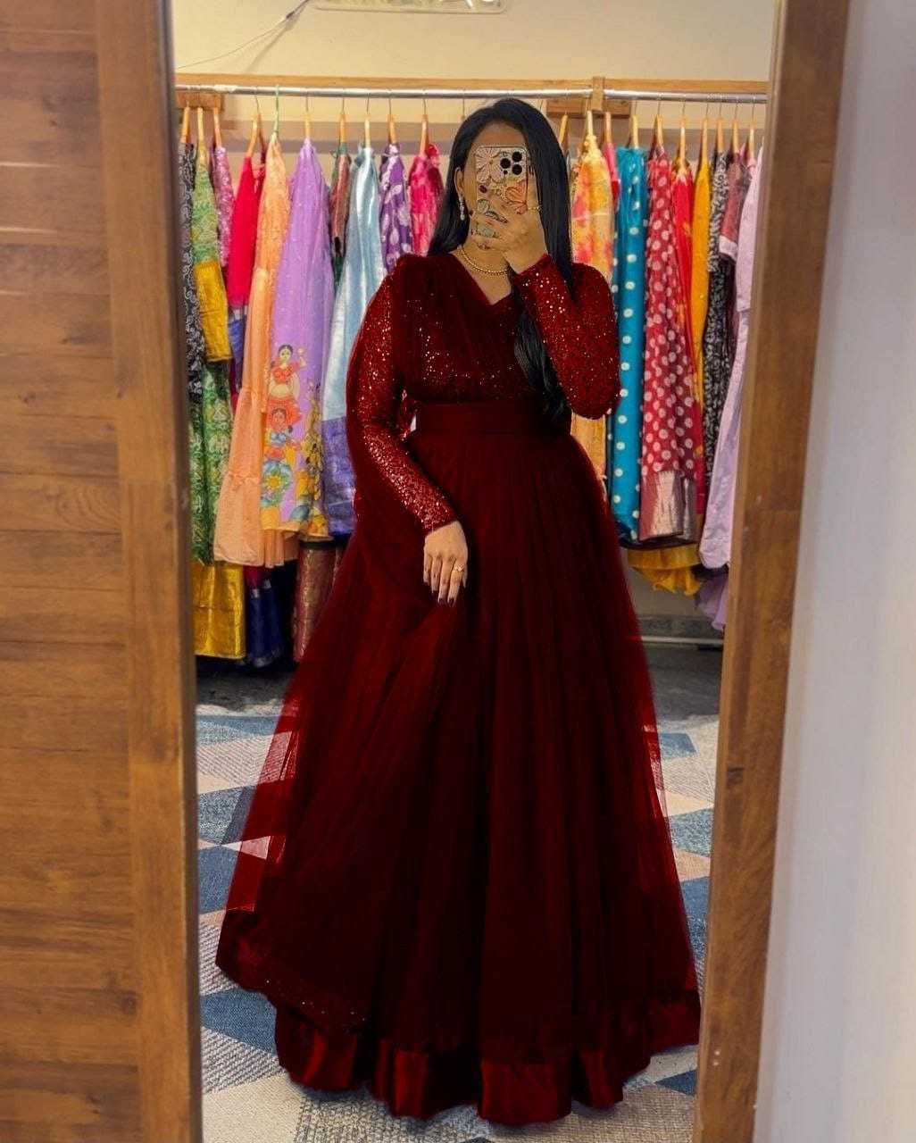 Ynf Net RIN157 2804 Gowns Plus Size Collections Wholesale Party Gowns Net Gowns Gown With Belt Manufacturer