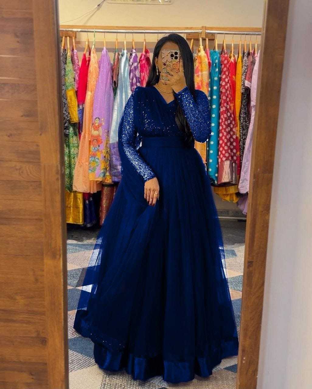 Ynf Net RIN157 2804 Gowns Plus Size Collections Wholesale Party Gowns Net Gowns Gown With Belt Manufacturer