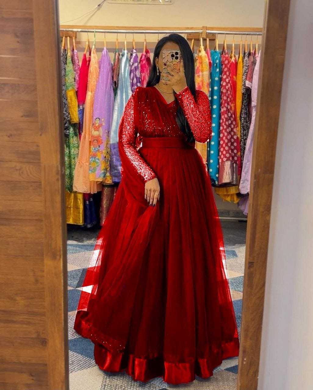 Ynf Net RIN157 2804 Gowns Plus Size Collections Wholesale Party Gowns Net Gowns Gown With Belt Manufacturer