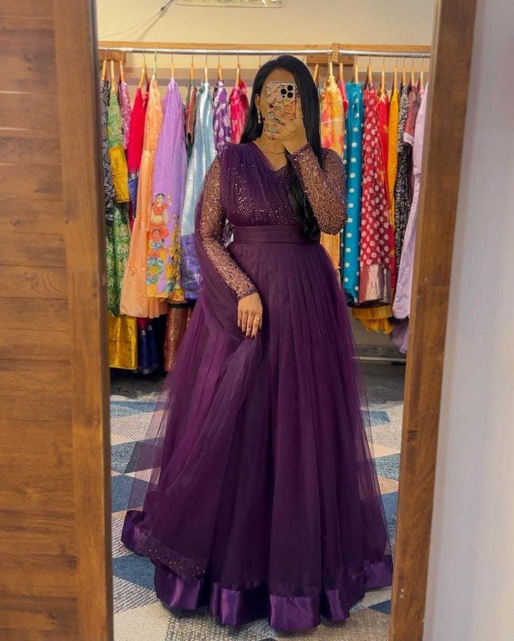 Ynf Net RIN157 2804 Gowns Plus Size Collections Wholesale Party Gowns Net Gowns Gown With Belt Manufacturer
