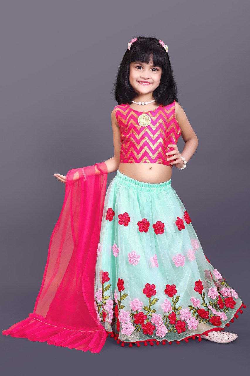 Ynf Net RIN204 SUNRISE Kids Wear Wholesale Kids Lehenga Manufacturer