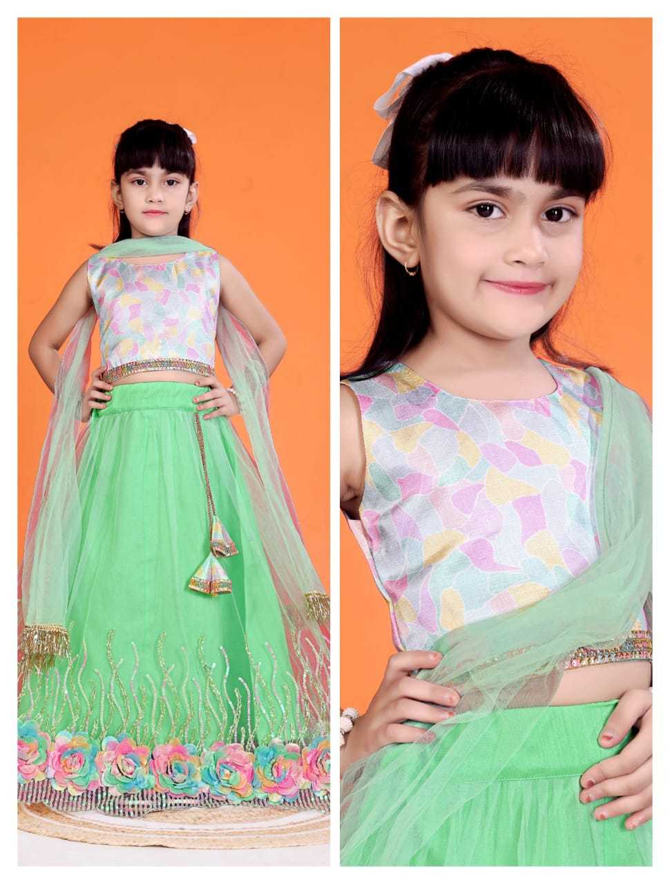 Ynf Net RIN222 109 Kids Wear Wholesale Kids Lehenga Kids Lehenga Choli Baby Girl Lehenga Manufacturer