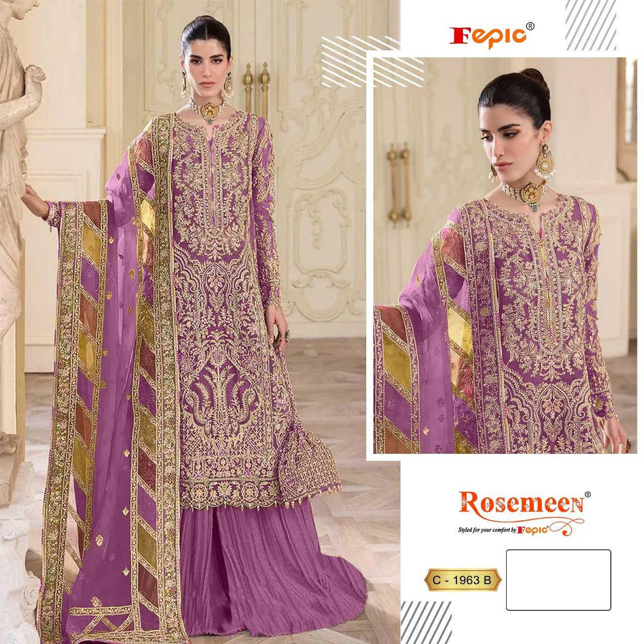 Ynf Organza KESH446 FEPIC-ROSEMEEN-1963 Suits & Dresses Wholesale Embroidery Suits Designer Suits Handwork Suits Manufacturer