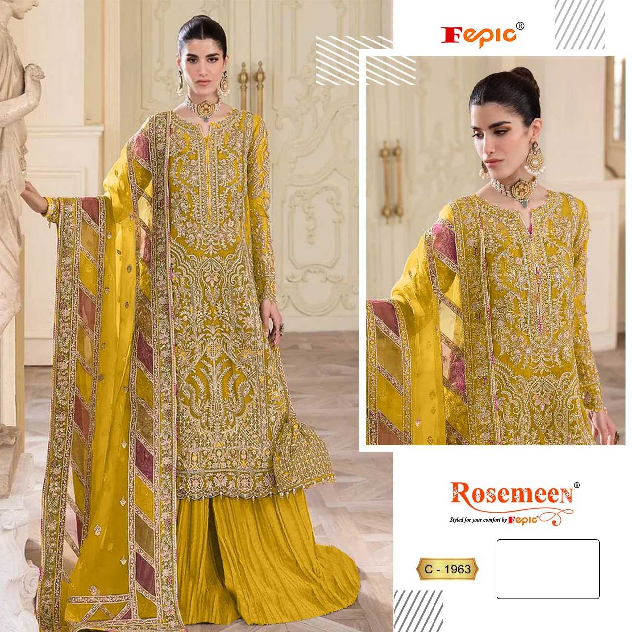 Ynf Organza KESH446 FEPIC-ROSEMEEN-1963 Suits & Dresses Wholesale Embroidery Suits Designer Suits Handwork Suits Manufacturer