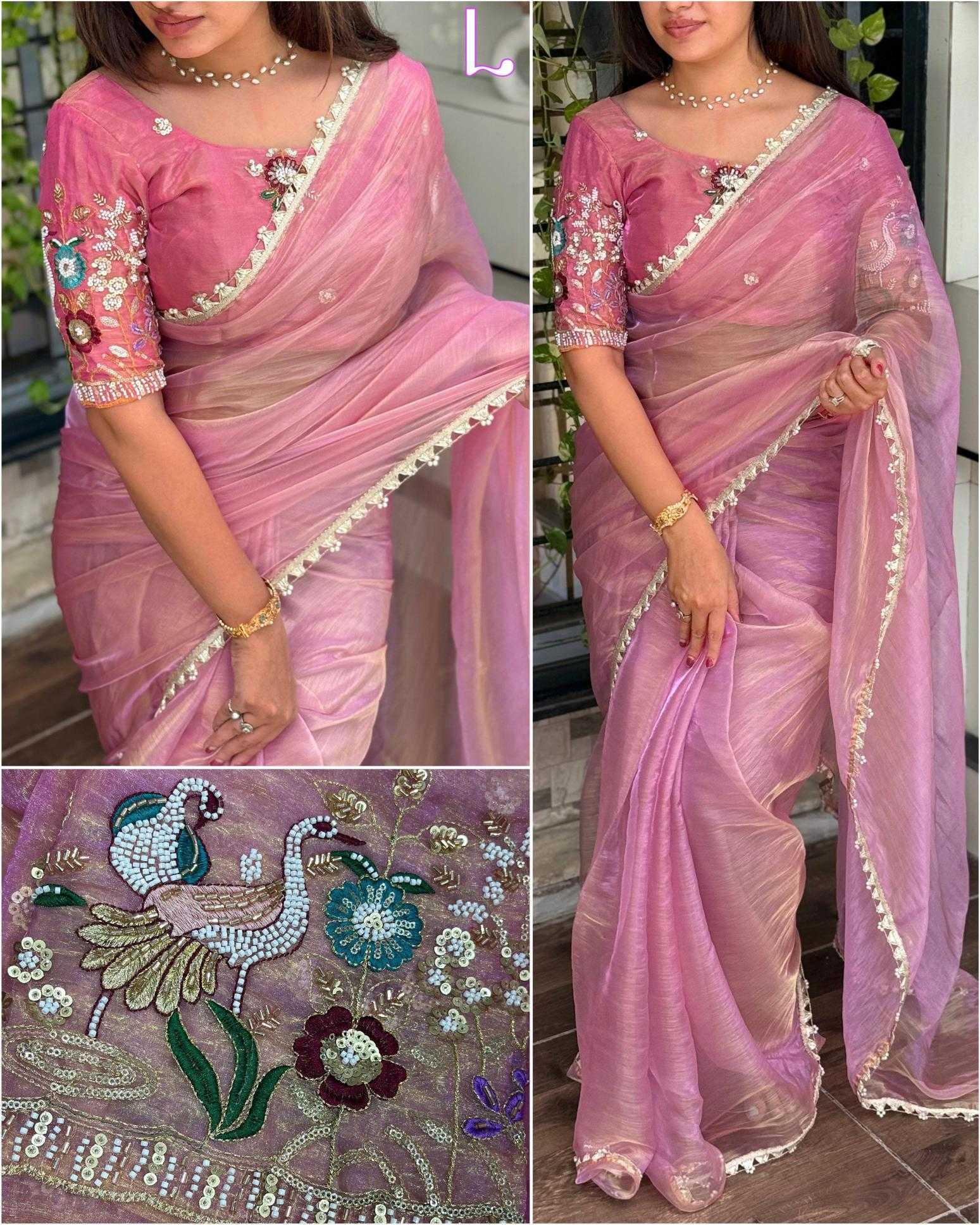 Ynf Organza KESH500 Peri peri Sarees Wholesale Organza Sarees Sequence Sarees Embroidered Sarees Manufacturer