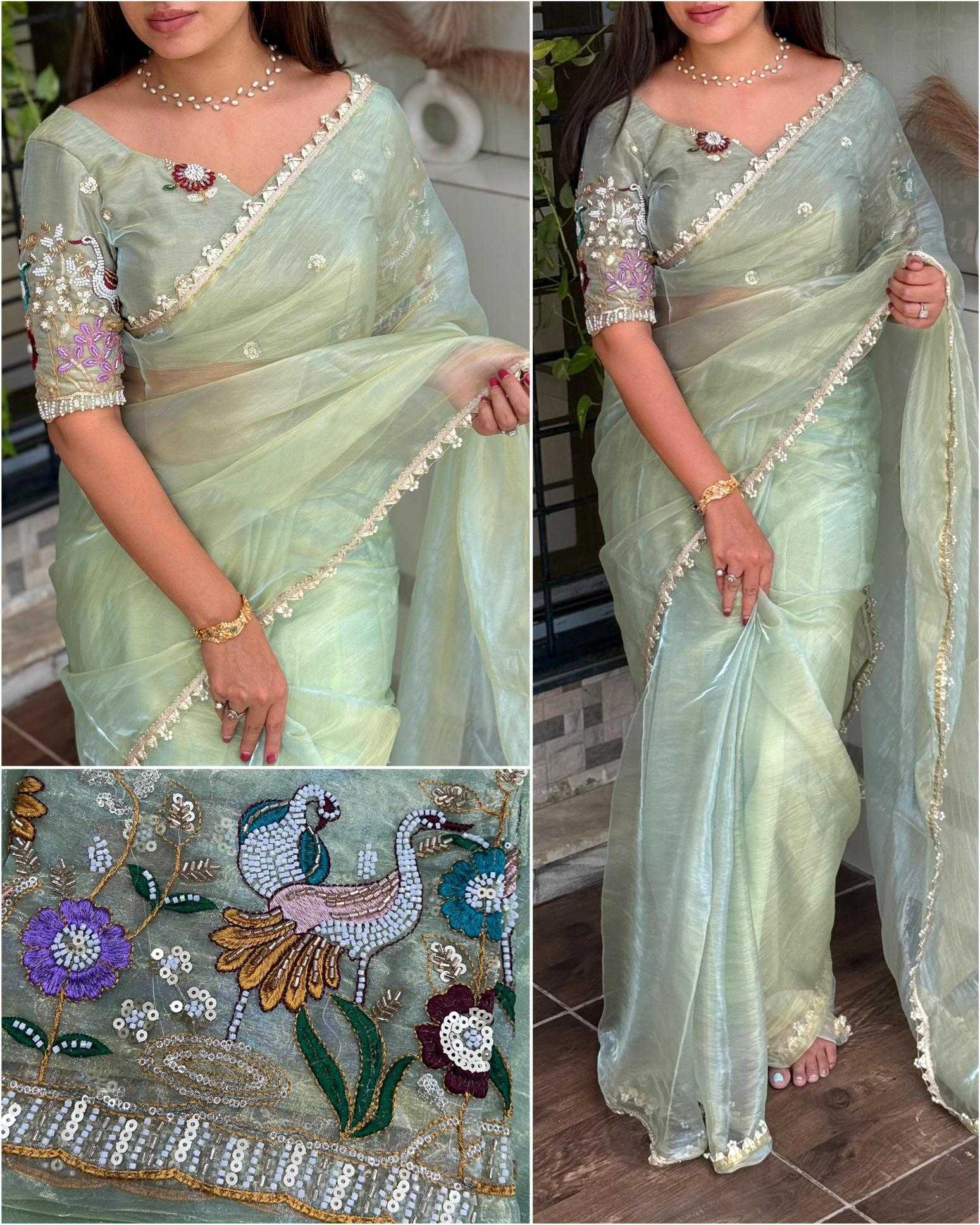 Ynf Organza KESH500 Peri peri Sarees Wholesale Organza Sarees Sequence Sarees Embroidered Sarees Manufacturer
