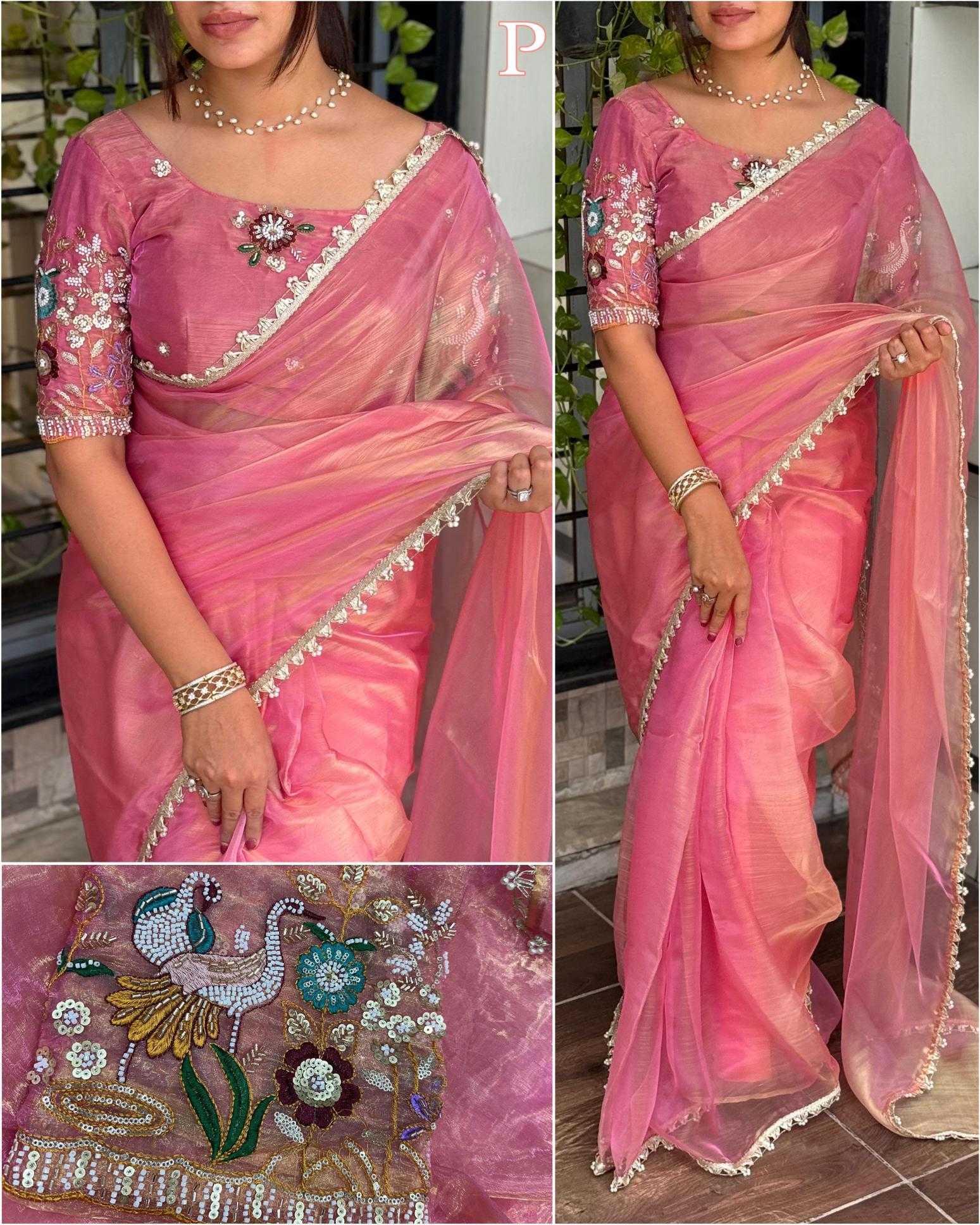 Ynf Organza KESH500 Peri peri Sarees Wholesale Organza Sarees Sequence Sarees Embroidered Sarees Manufacturer