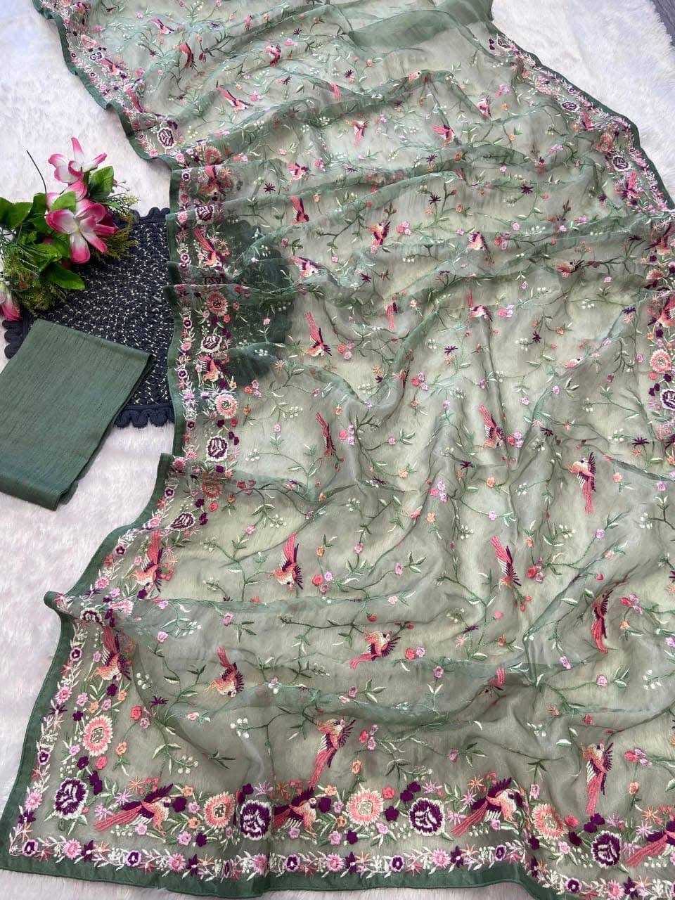 Ynf Organza KESH556 317 Sarees Wholesale Organza Sarees Embroidered Sarees Manufacturer