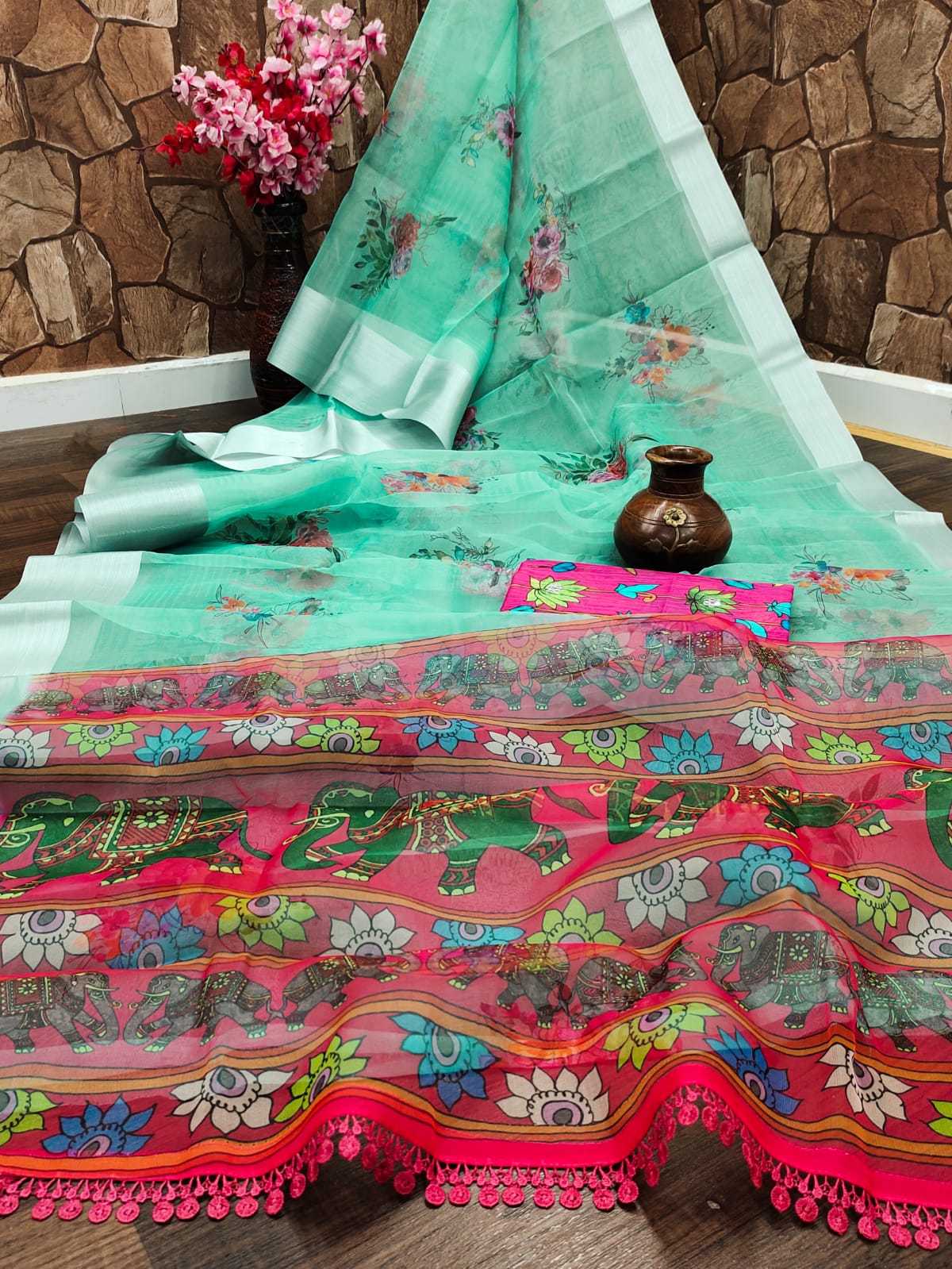 Ynf Organza RIN203 Mirror work Sarees Wholesale Designer Sarees Organza Sarees Printed Sarees Manufacturer