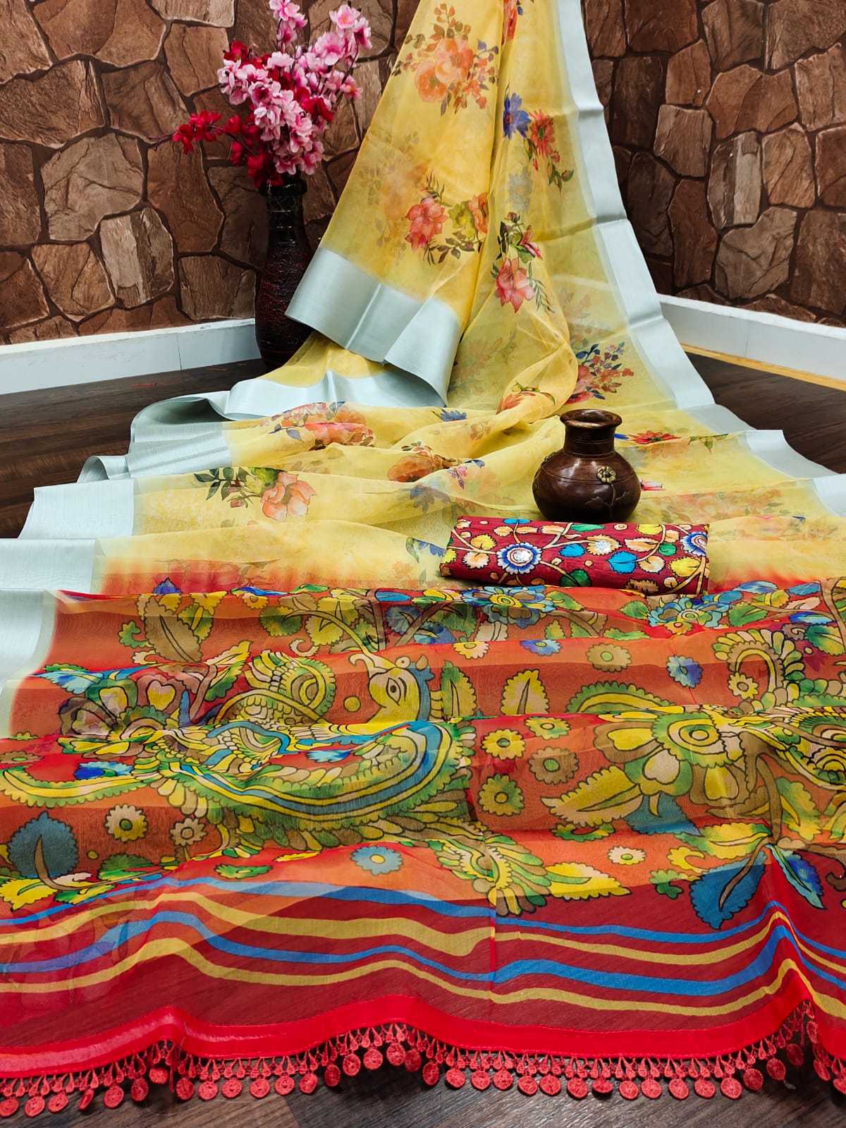 Ynf Organza RIN203 Mirror work Sarees Wholesale Designer Sarees Organza Sarees Printed Sarees Manufacturer