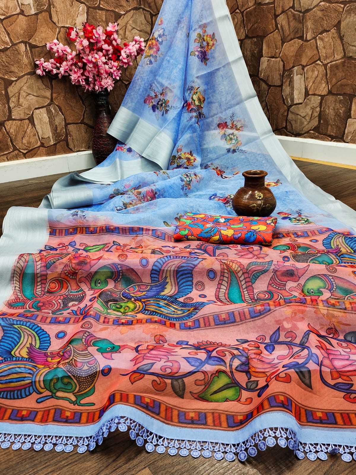Ynf Organza RIN203 Mirror work Sarees Wholesale Designer Sarees Organza Sarees Printed Sarees Manufacturer