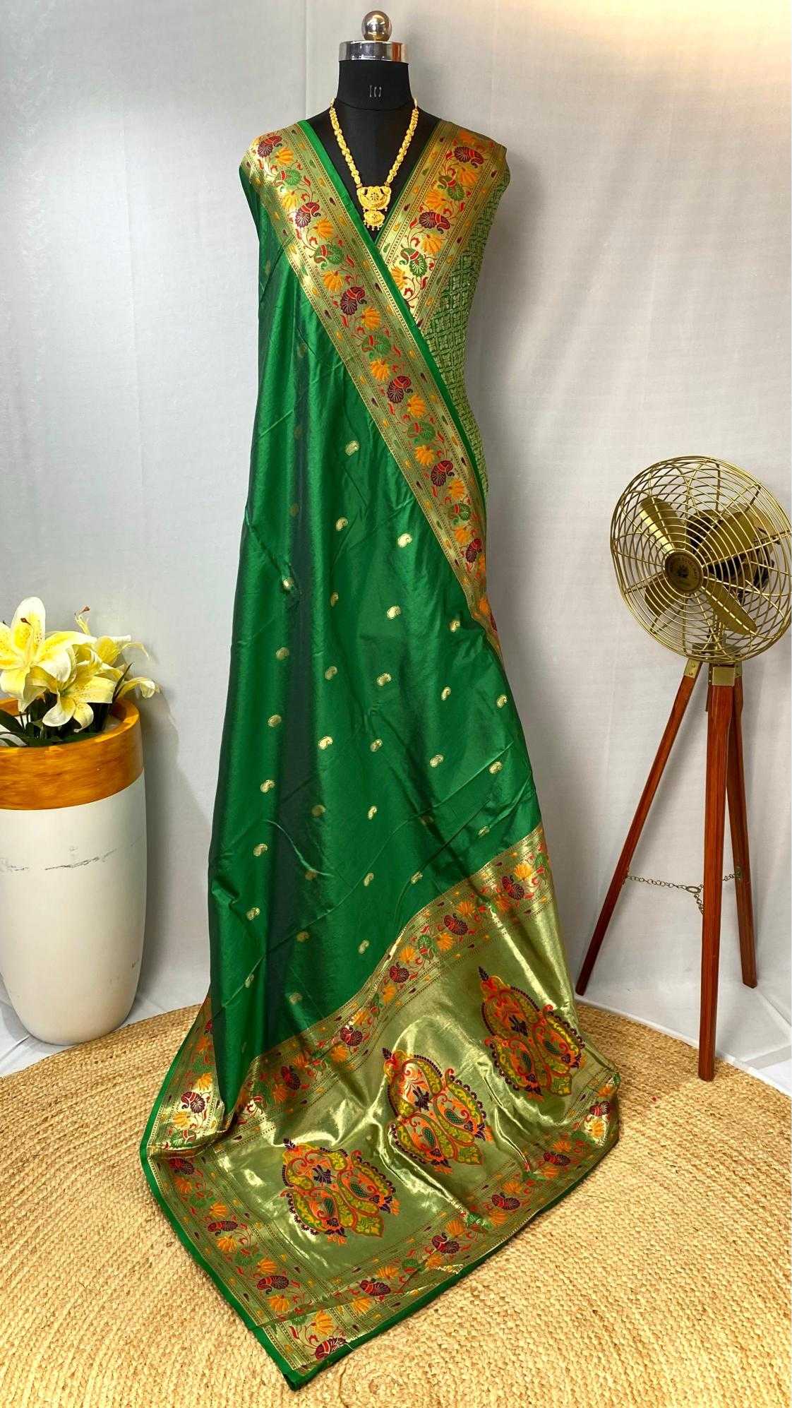 Ynf Paithani Silk KESH249 Bhoomi Silk Sarees Wedding Collections Festive Collections Wholesale Paithani Sarees Designer Silk Sarees Zari Border Silk Sarees Manufacturer