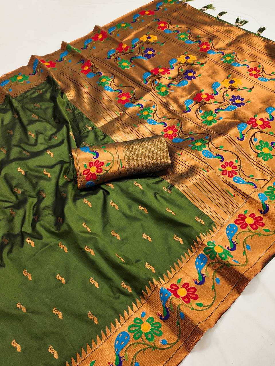Ynf Paithani Silk RIN150 Anuradha Paithani Silk Sarees Wholesale Zari Border Silk Sarees Silk Sarees For Weddings Manufacturer