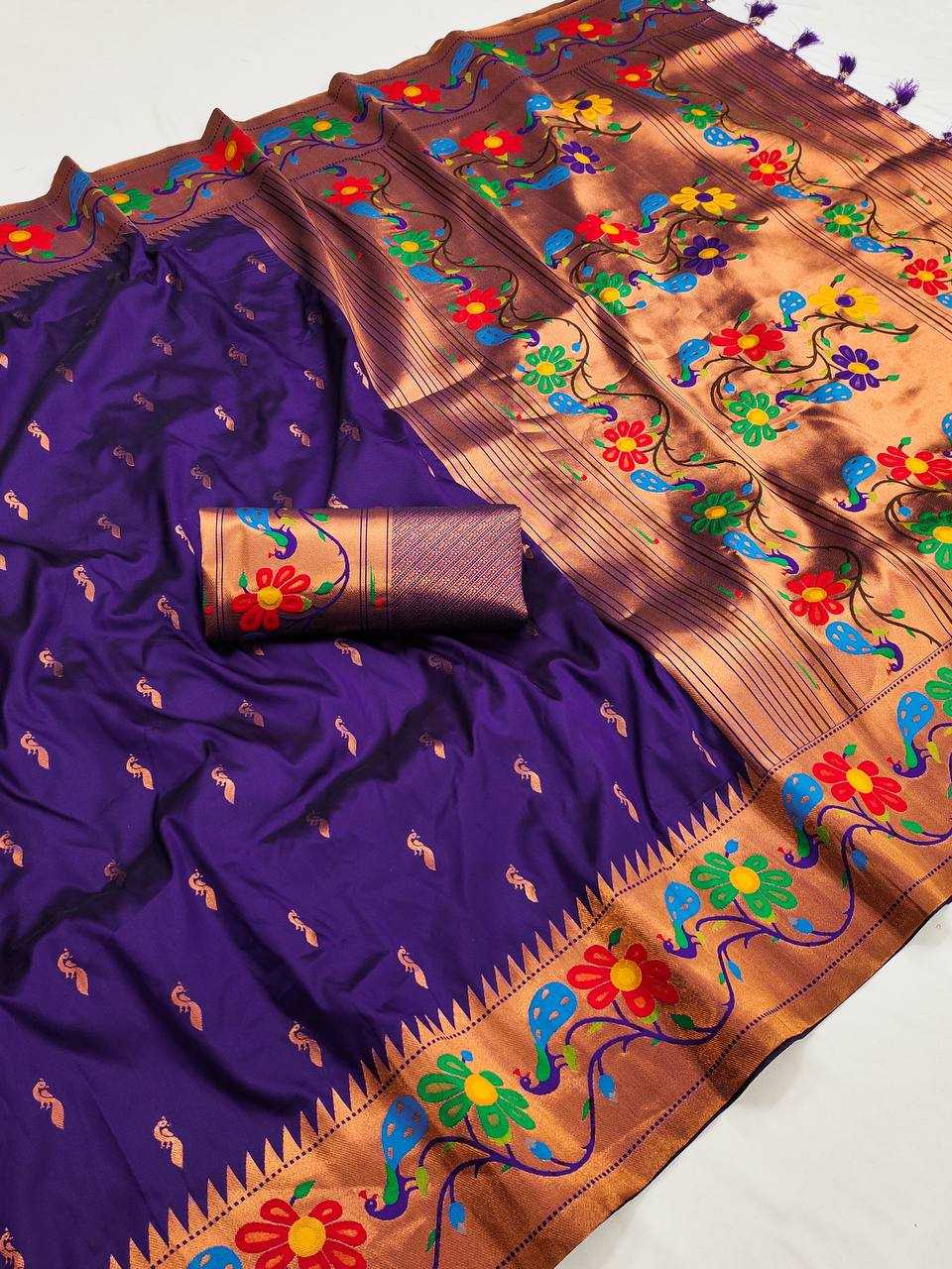 Ynf Paithani Silk RIN150 Anuradha Paithani Silk Sarees Wholesale Zari Border Silk Sarees Silk Sarees For Weddings Manufacturer
