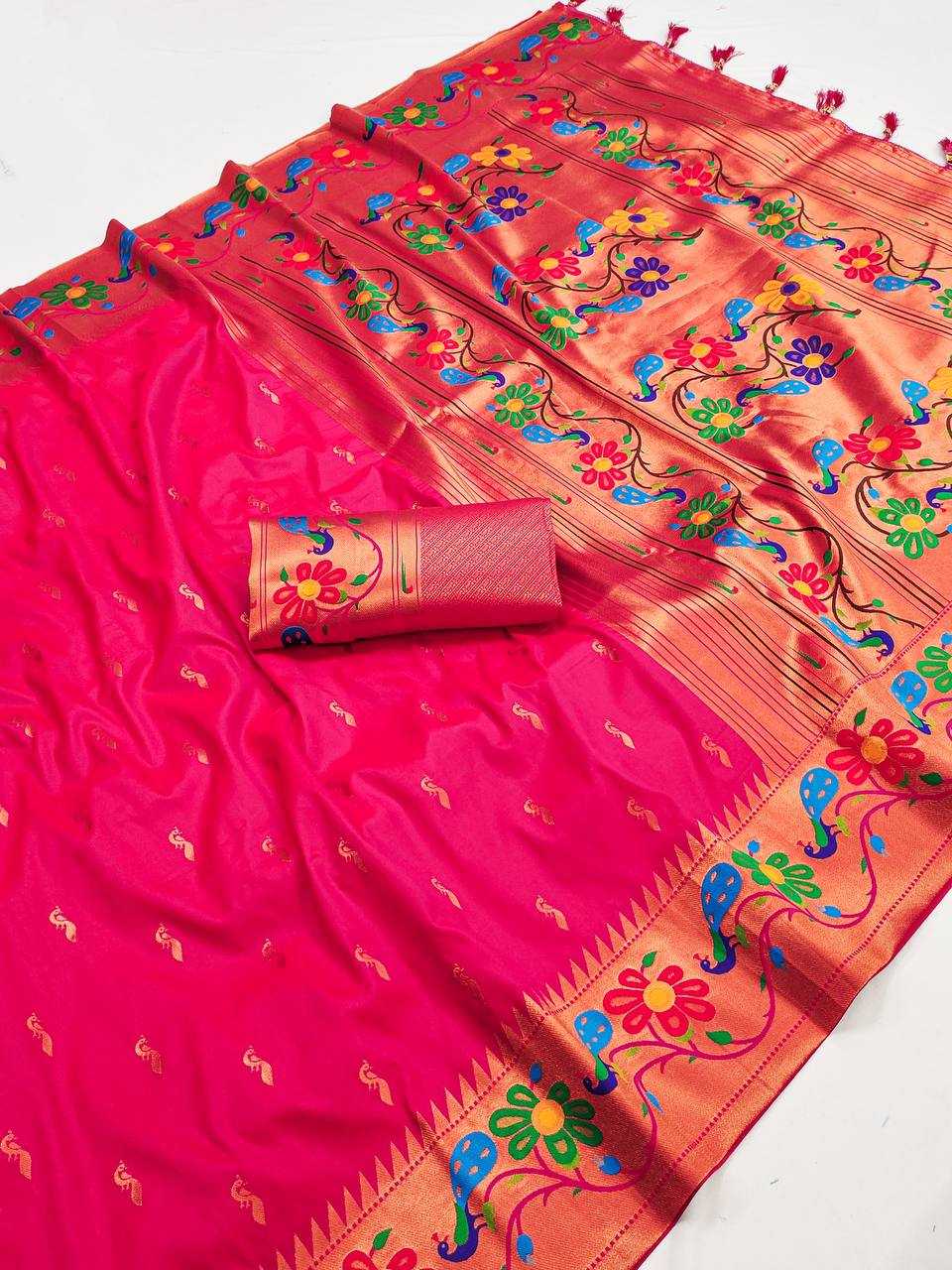 Ynf Paithani Silk RIN150 Anuradha Paithani Silk Sarees Wholesale Zari Border Silk Sarees Silk Sarees For Weddings Manufacturer