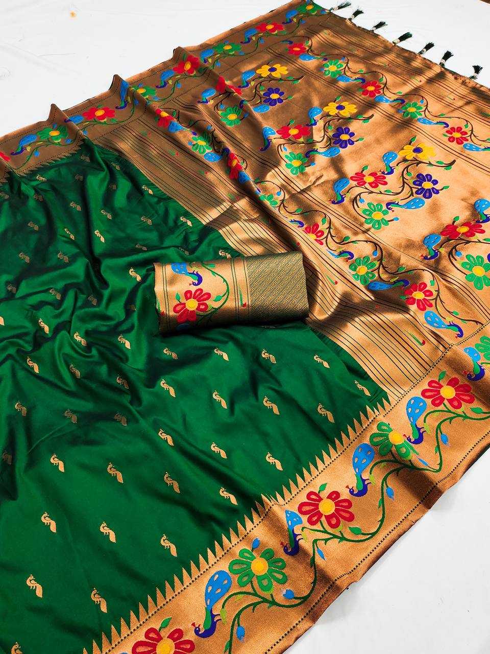 Ynf Paithani Silk RIN150 Anuradha Paithani Silk Sarees Wholesale Zari Border Silk Sarees Silk Sarees For Weddings Manufacturer