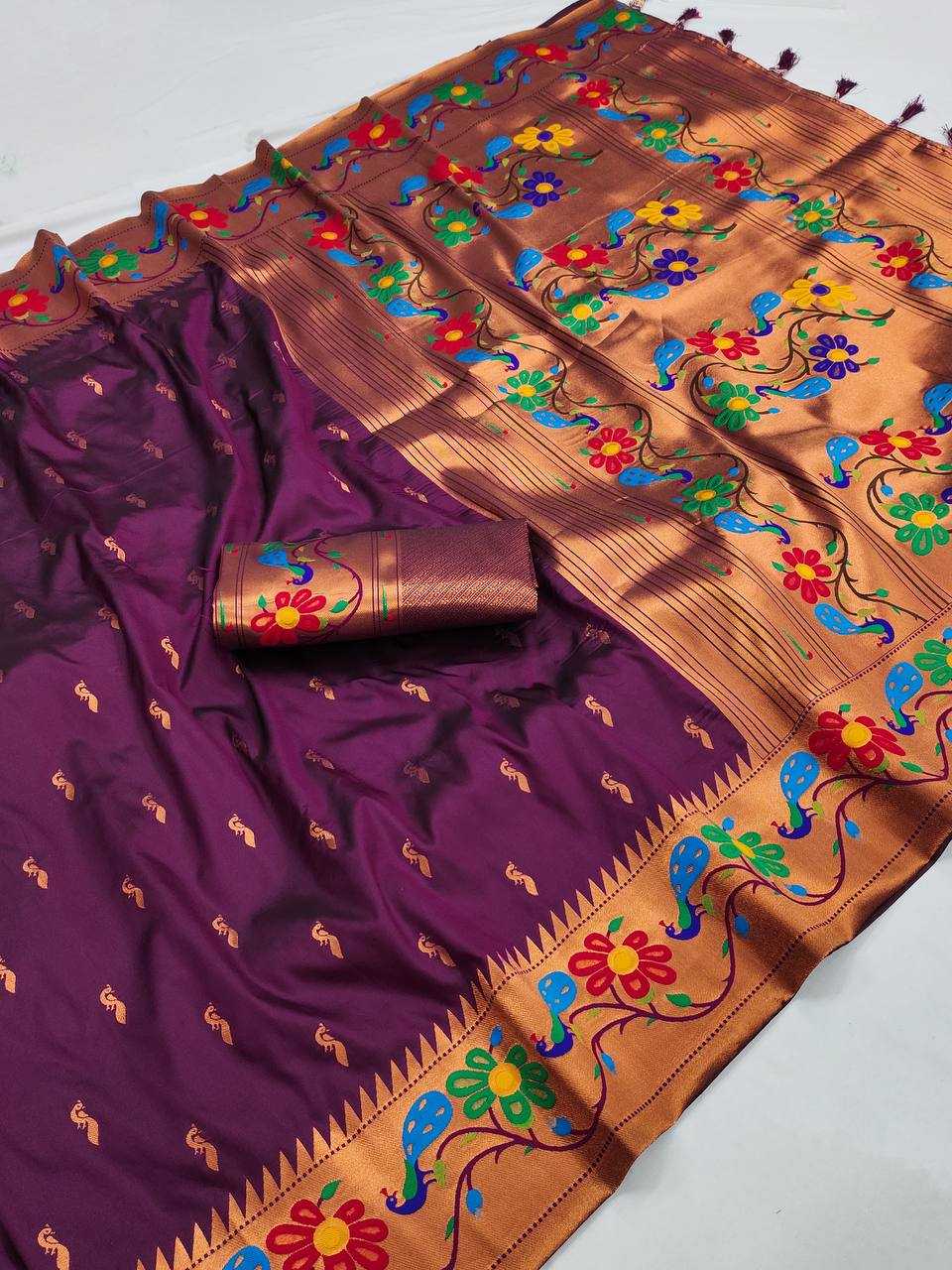 Ynf Paithani Silk RIN150 Anuradha Paithani Silk Sarees Wholesale Zari Border Silk Sarees Silk Sarees For Weddings Manufacturer