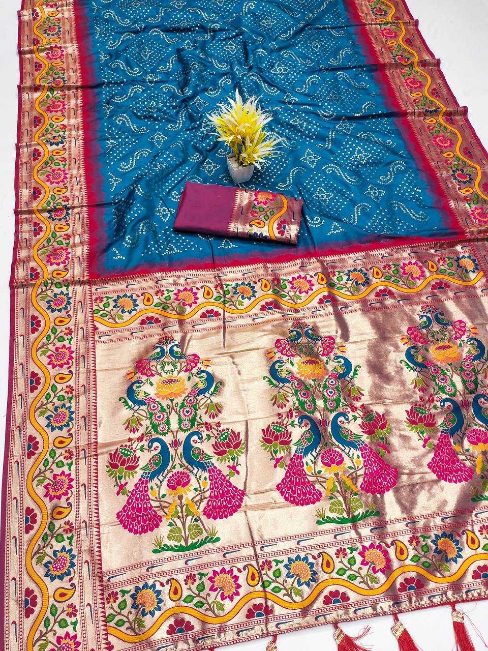Ynf Paithani Silk RIN150 Bandhani Paithani Silk Sarees Wedding Collections Wholesale Designer Silk Sarees Wedding Outfits Manufacturer