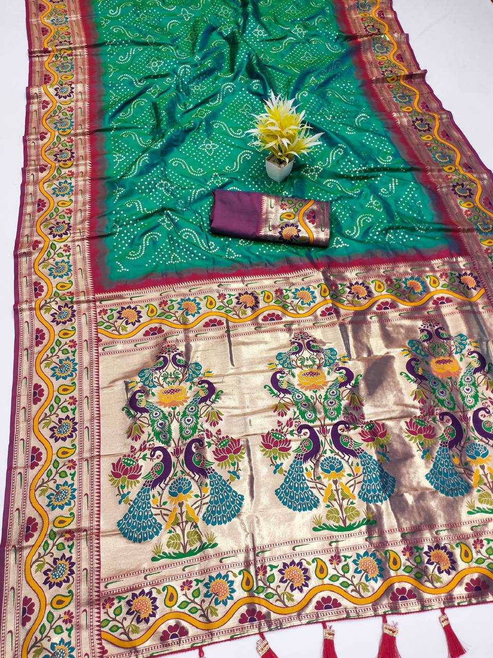 Ynf Paithani Silk RIN150 Bandhani Paithani Silk Sarees Wedding Collections Wholesale Designer Silk Sarees Wedding Outfits Manufacturer