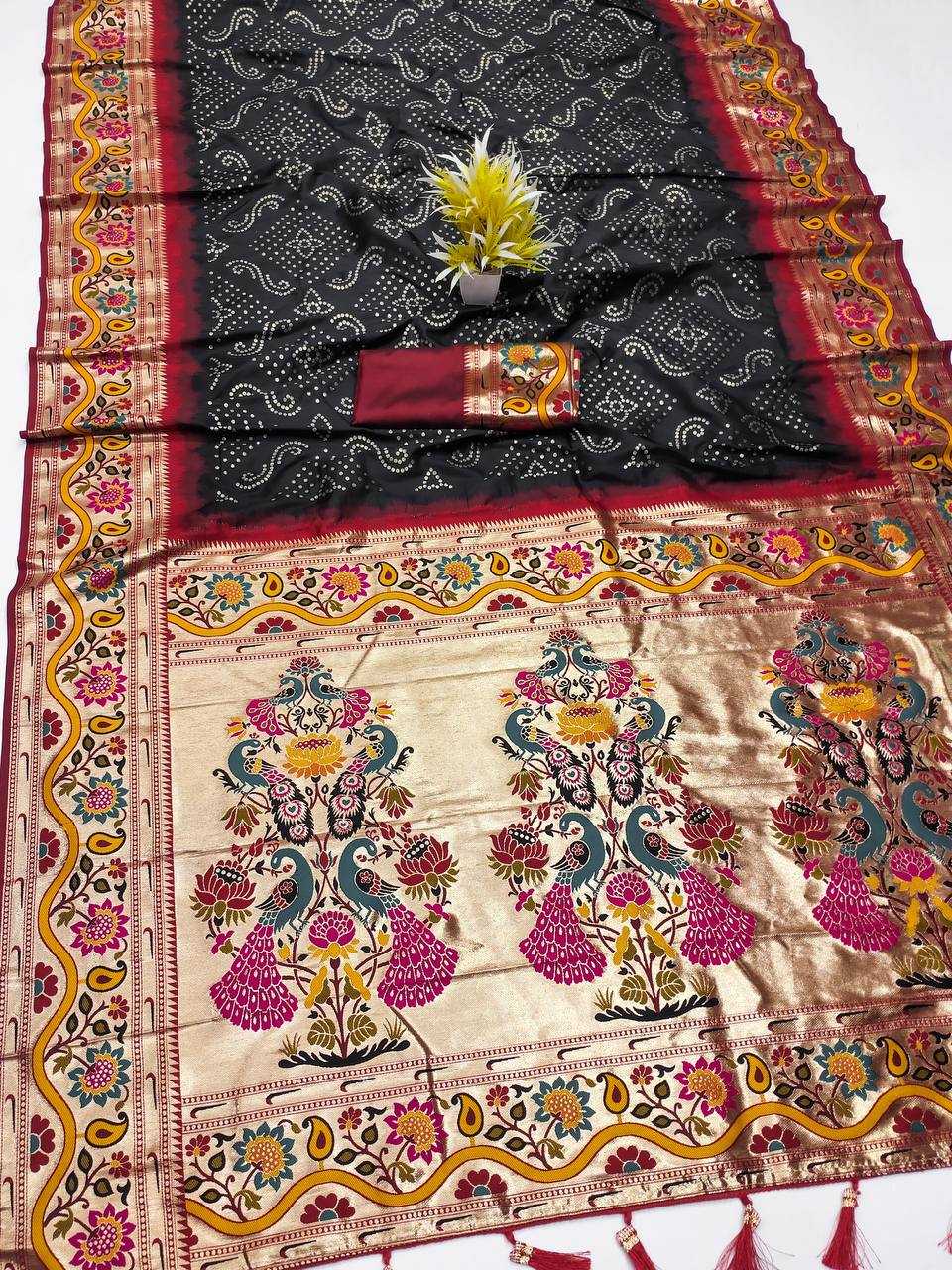 Ynf Paithani Silk RIN150 Bandhani Paithani Silk Sarees Wedding Collections Wholesale Designer Silk Sarees Wedding Outfits Manufacturer