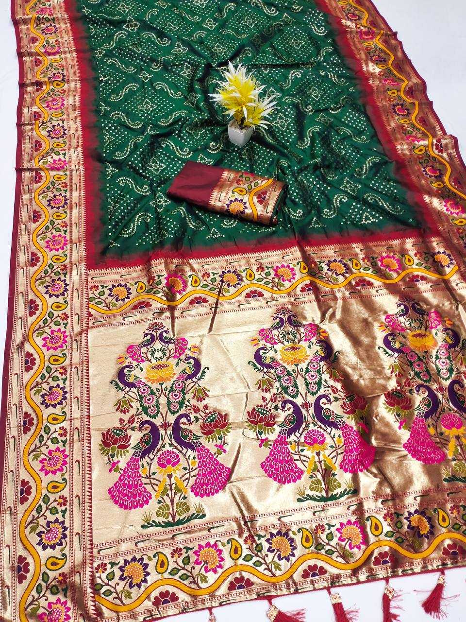 Ynf Paithani Silk RIN150 Bandhani Paithani Silk Sarees Wedding Collections Wholesale Designer Silk Sarees Wedding Outfits Manufacturer