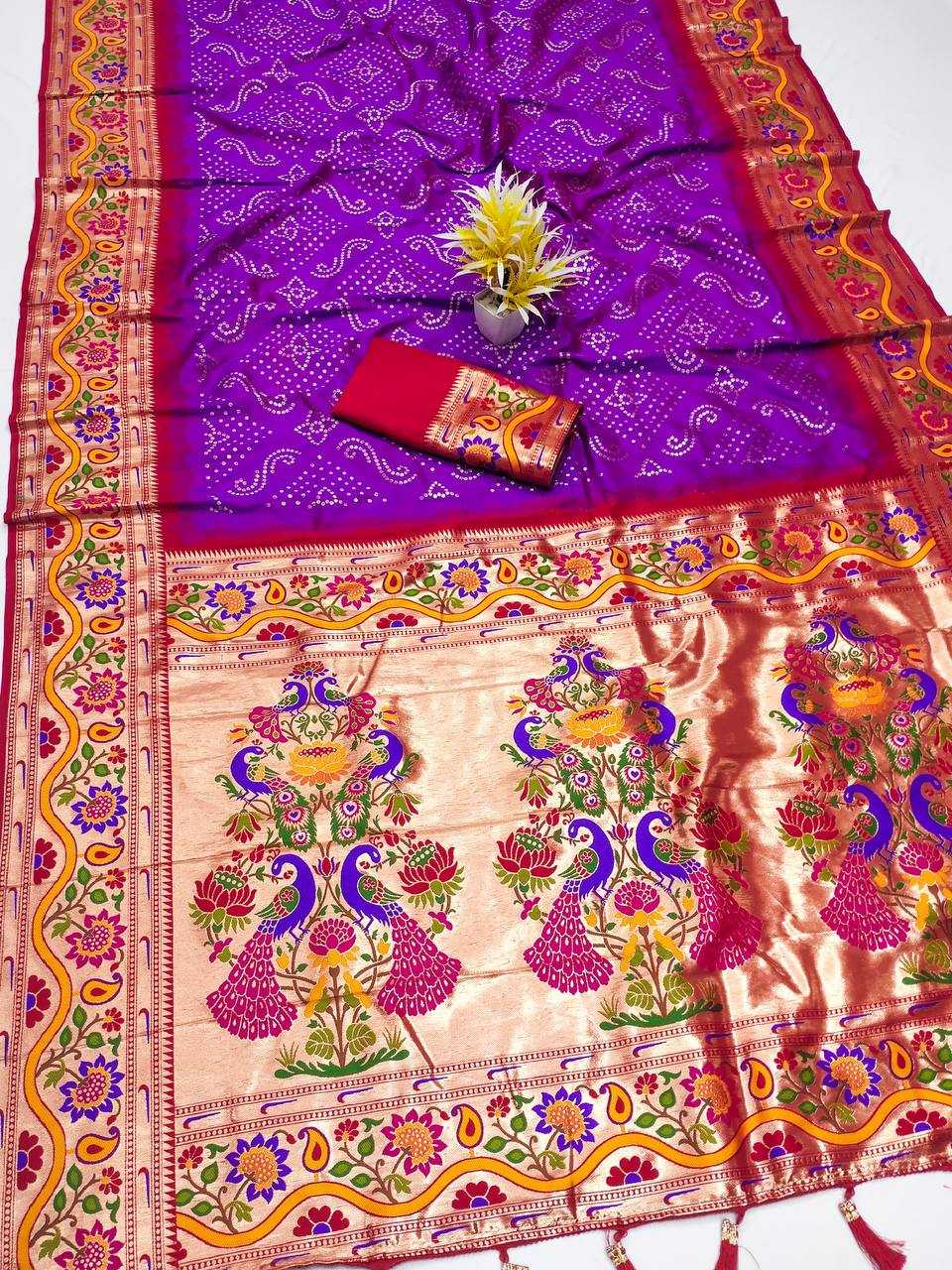 Ynf Paithani Silk RIN150 Bandhani Paithani Silk Sarees Wedding Collections Wholesale Designer Silk Sarees Wedding Outfits Manufacturer