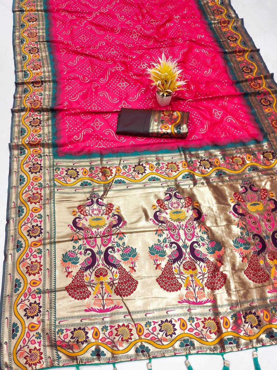 Ynf Paithani Silk RIN150 Bandhani Paithani Silk Sarees Wedding Collections Wholesale Designer Silk Sarees Wedding Outfits Manufacturer