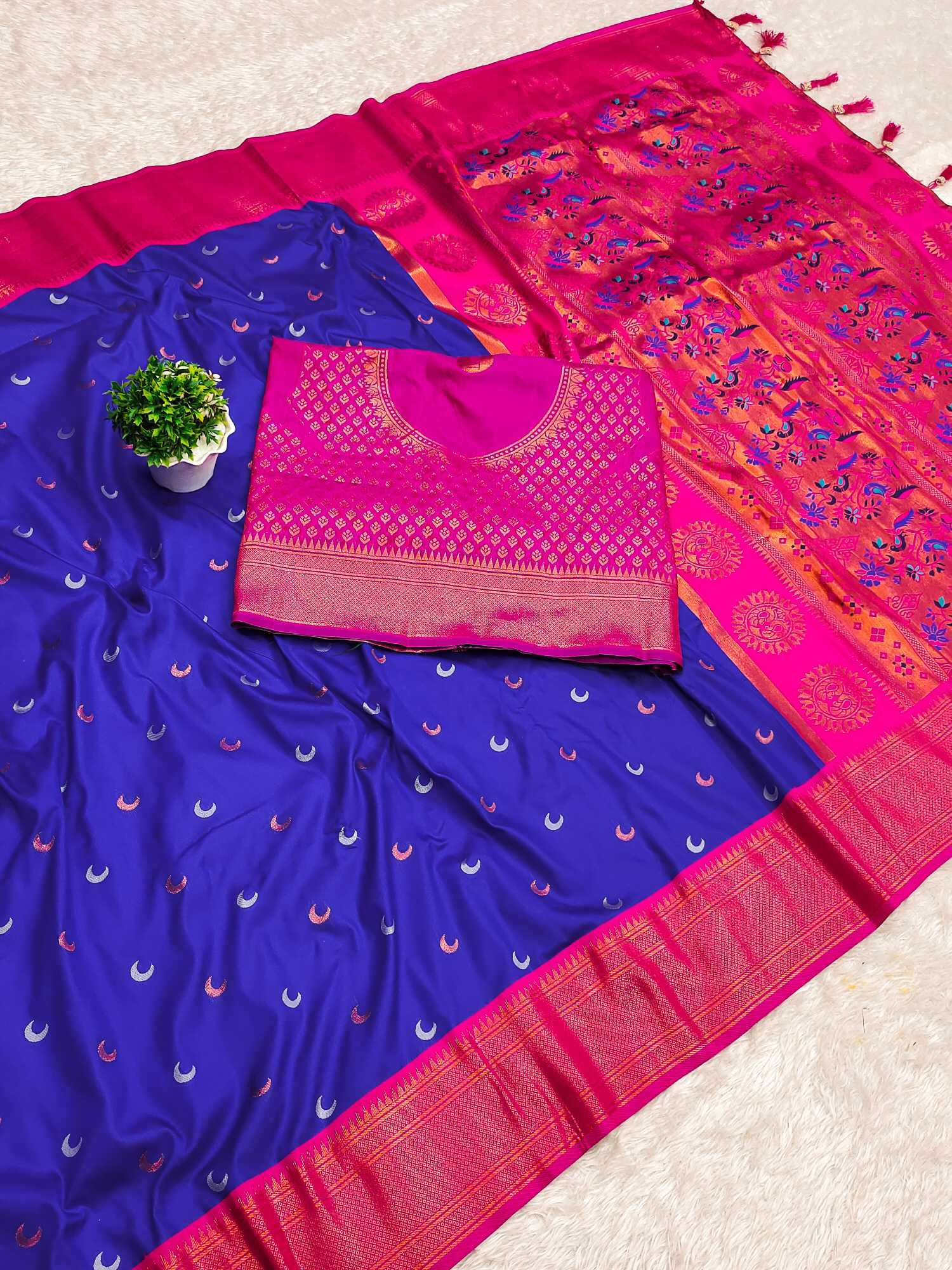 Ynf Paithani Silk RIN150 Chandrakore Paithani-2 Silk Sarees Wholesale Designer Silk Sarees Zari Border Silk Sarees Manufacturer