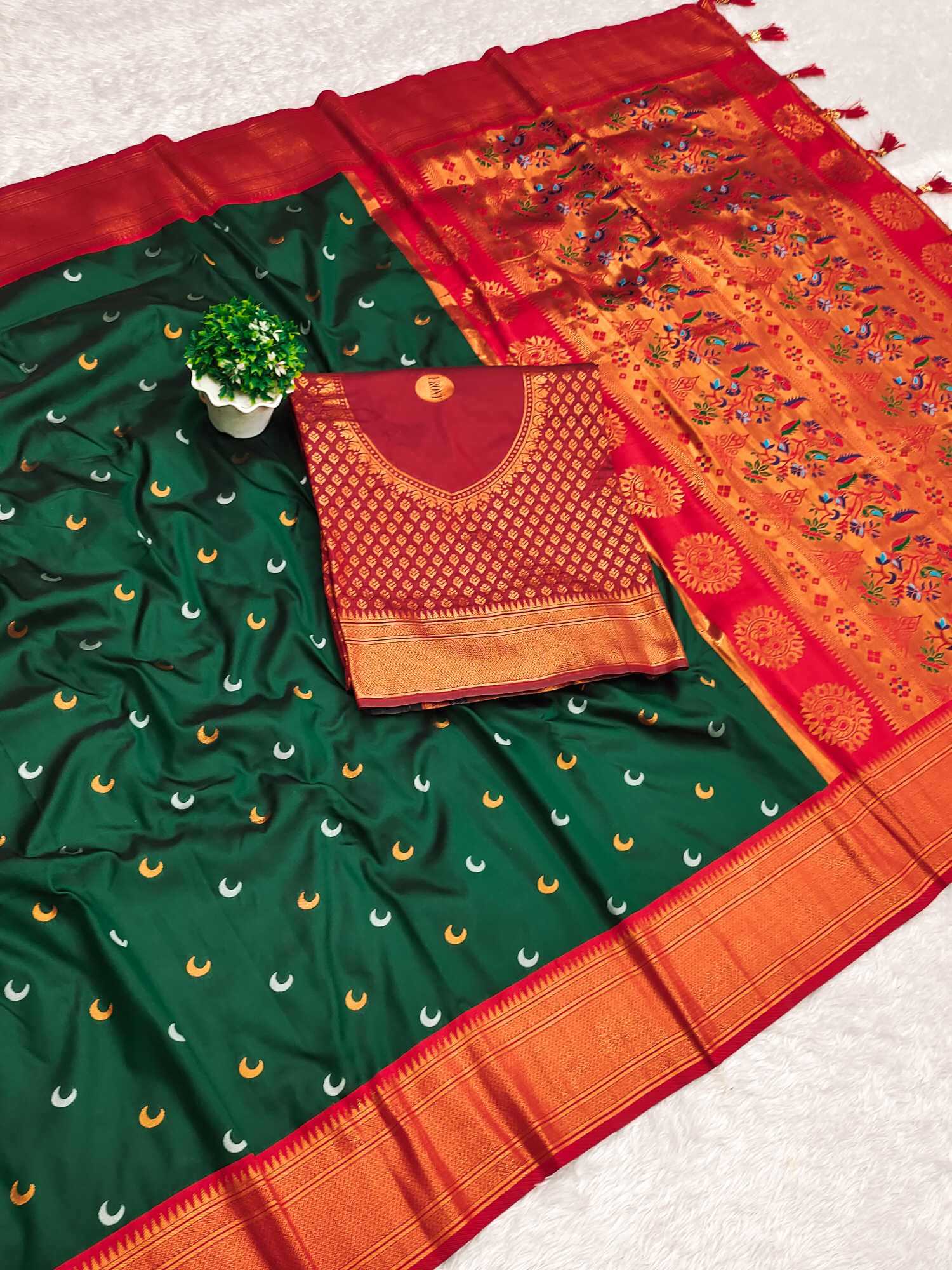 Ynf Paithani Silk RIN150 Chandrakore Paithani-2 Silk Sarees Wholesale Designer Silk Sarees Zari Border Silk Sarees Manufacturer