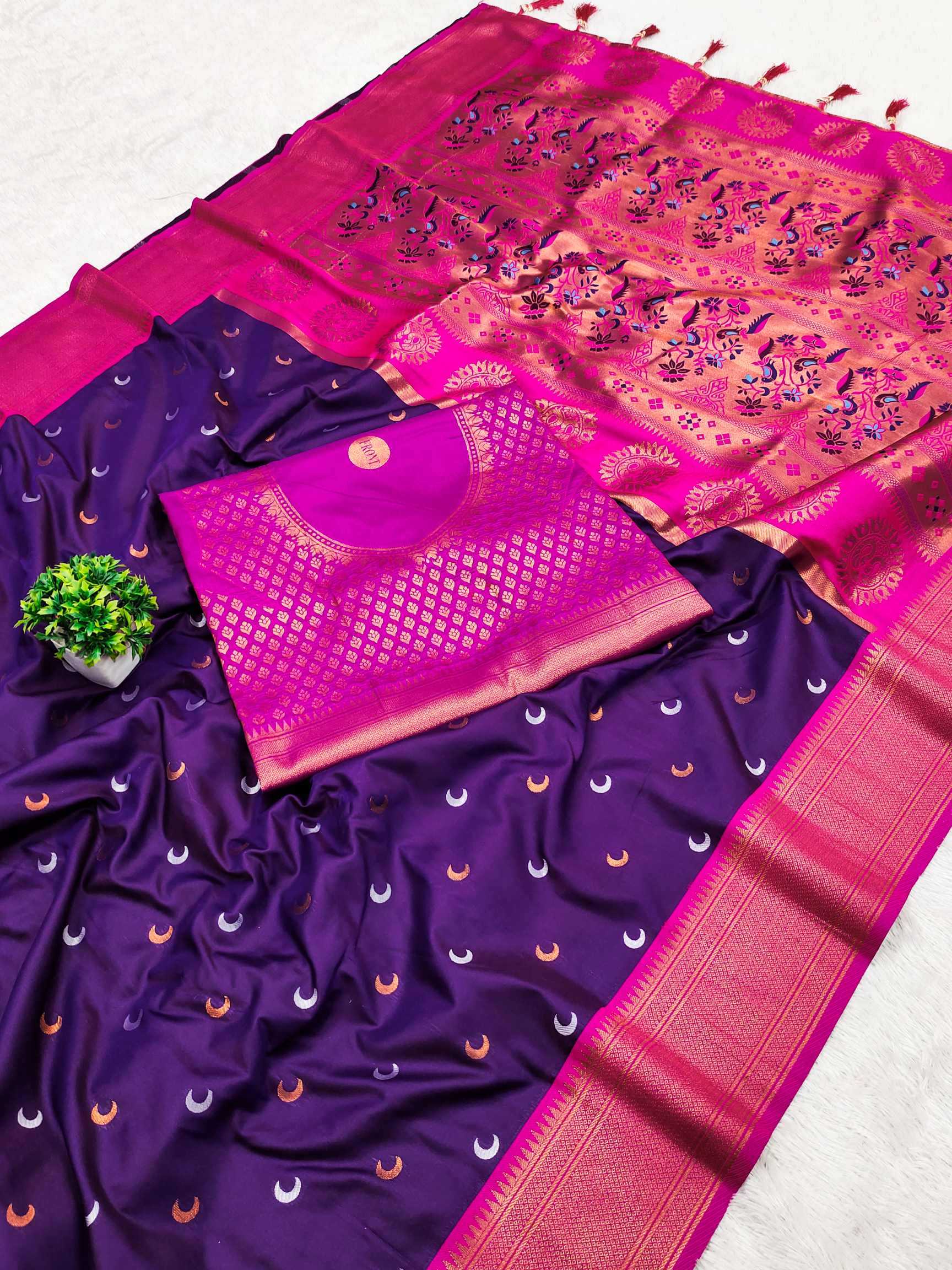 Ynf Paithani Silk RIN150 Chandrakore Paithani-2 Silk Sarees Wholesale Designer Silk Sarees Zari Border Silk Sarees Manufacturer