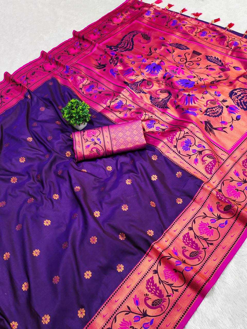 Ynf Paithani Silk RIN150 Coin Paithani Silk Sarees Wholesale Designer Silk Sarees Zari Border Silk Sarees Manufacturer