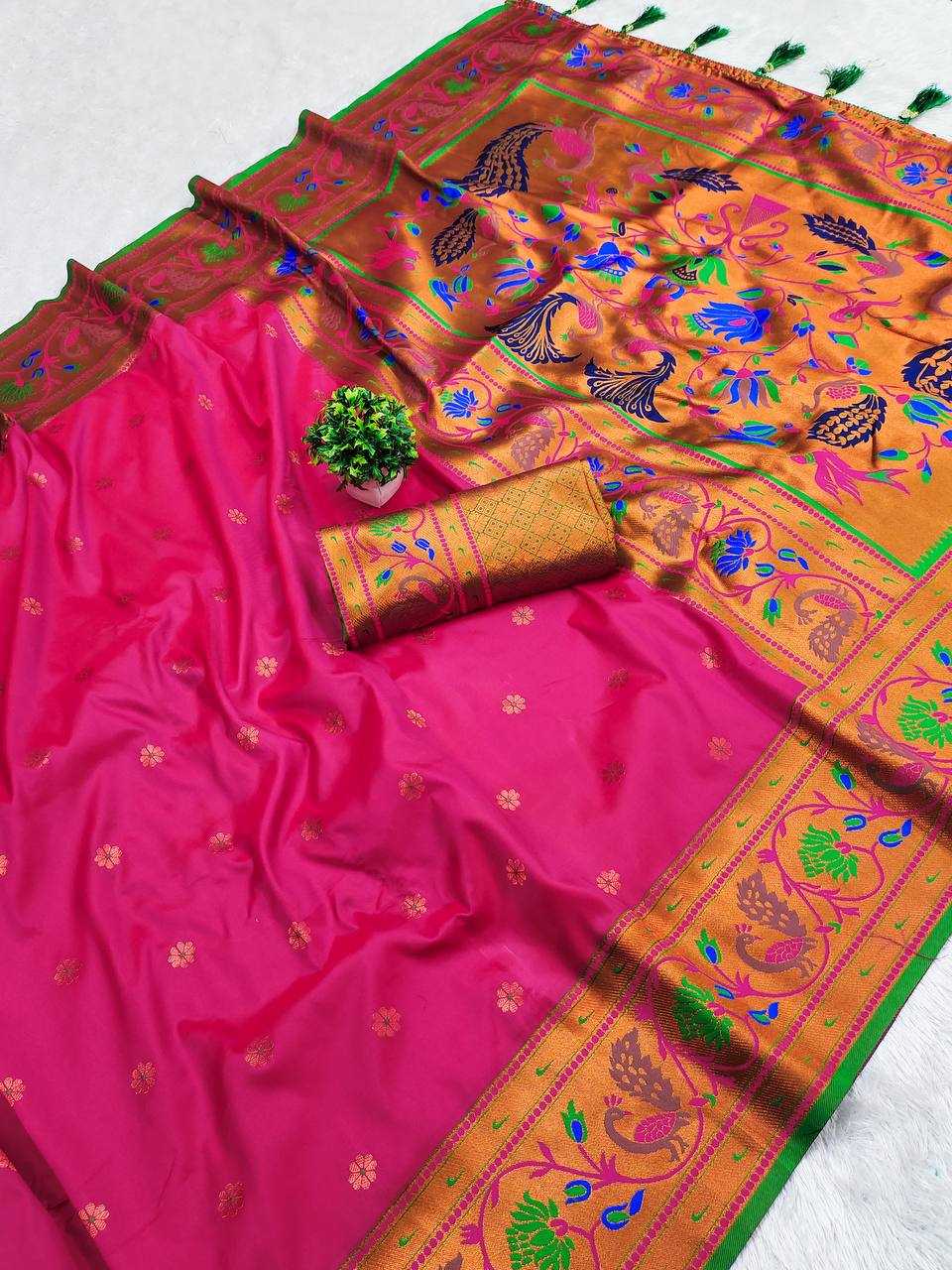 Ynf Paithani Silk RIN150 Coin Paithani Silk Sarees Wholesale Designer Silk Sarees Zari Border Silk Sarees Manufacturer