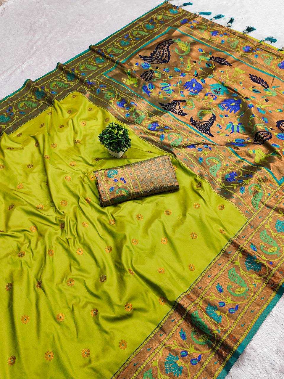 Ynf Paithani Silk RIN150 Coin Paithani Silk Sarees Wholesale Designer Silk Sarees Zari Border Silk Sarees Manufacturer