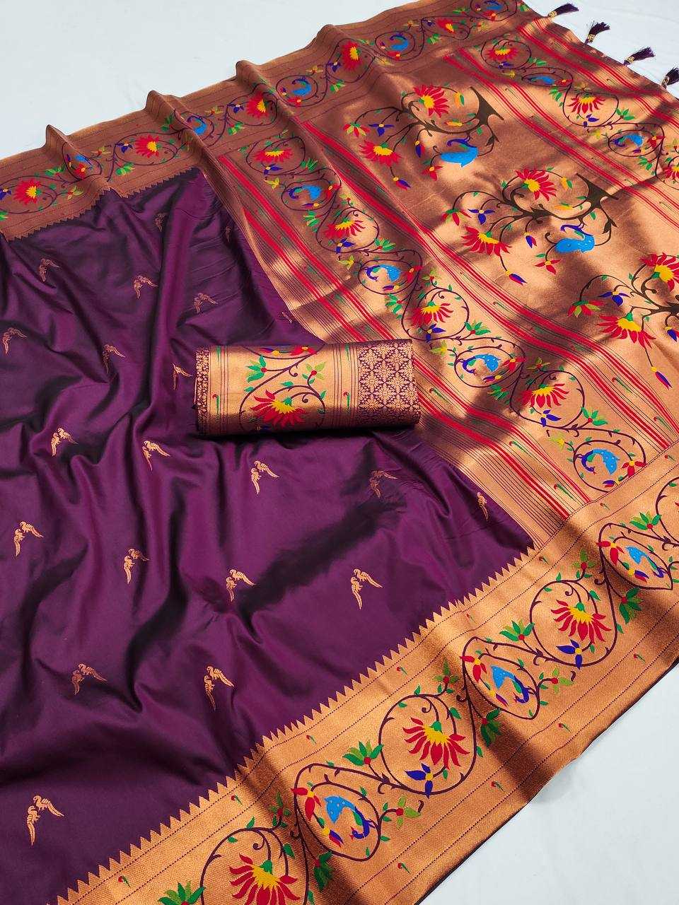 Ynf Paithani Silk RIN150 Harmony Paithani-2 Silk Sarees Wedding Collections Festive Collections Wholesale Paithani Sarees Traditional Silk Sarees Silk Sarees With Blouse Manufacturer