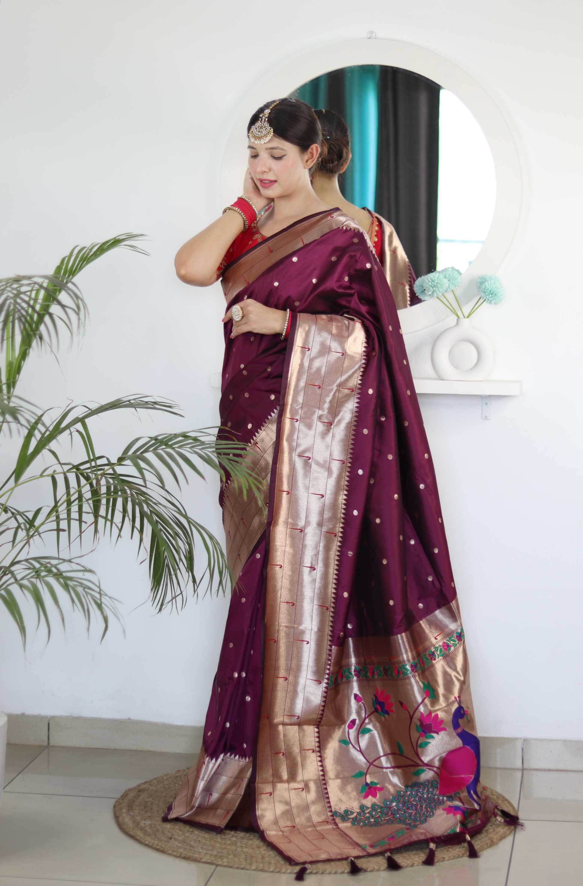 Ynf Paithani Silk RIN150 Kalakruti Paithani Silk Sarees Wedding Collections Wholesale Zari Border Silk Sarees Sangeet Outfits Manufacturer
