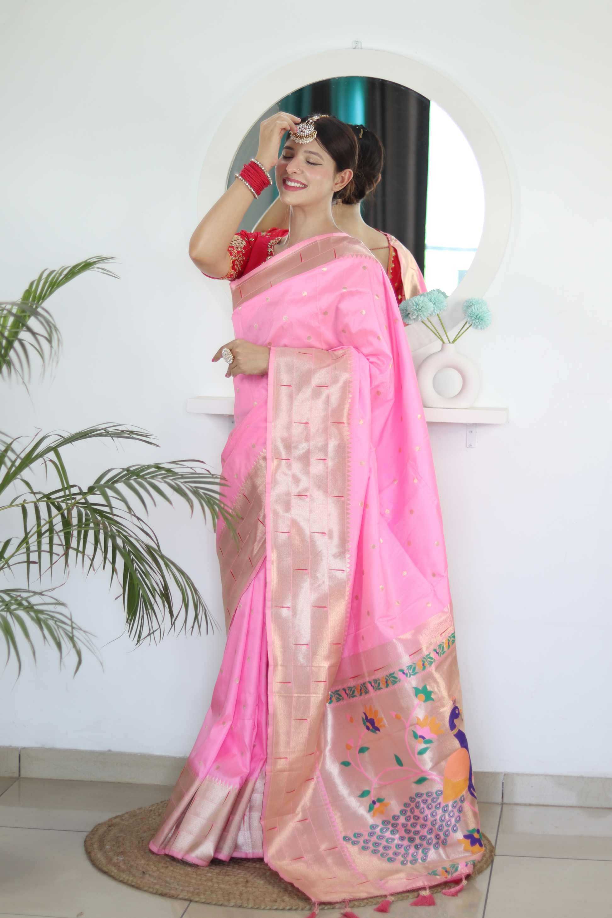 Ynf Paithani Silk RIN150 Kalakruti Paithani Silk Sarees Wedding Collections Wholesale Zari Border Silk Sarees Sangeet Outfits Manufacturer