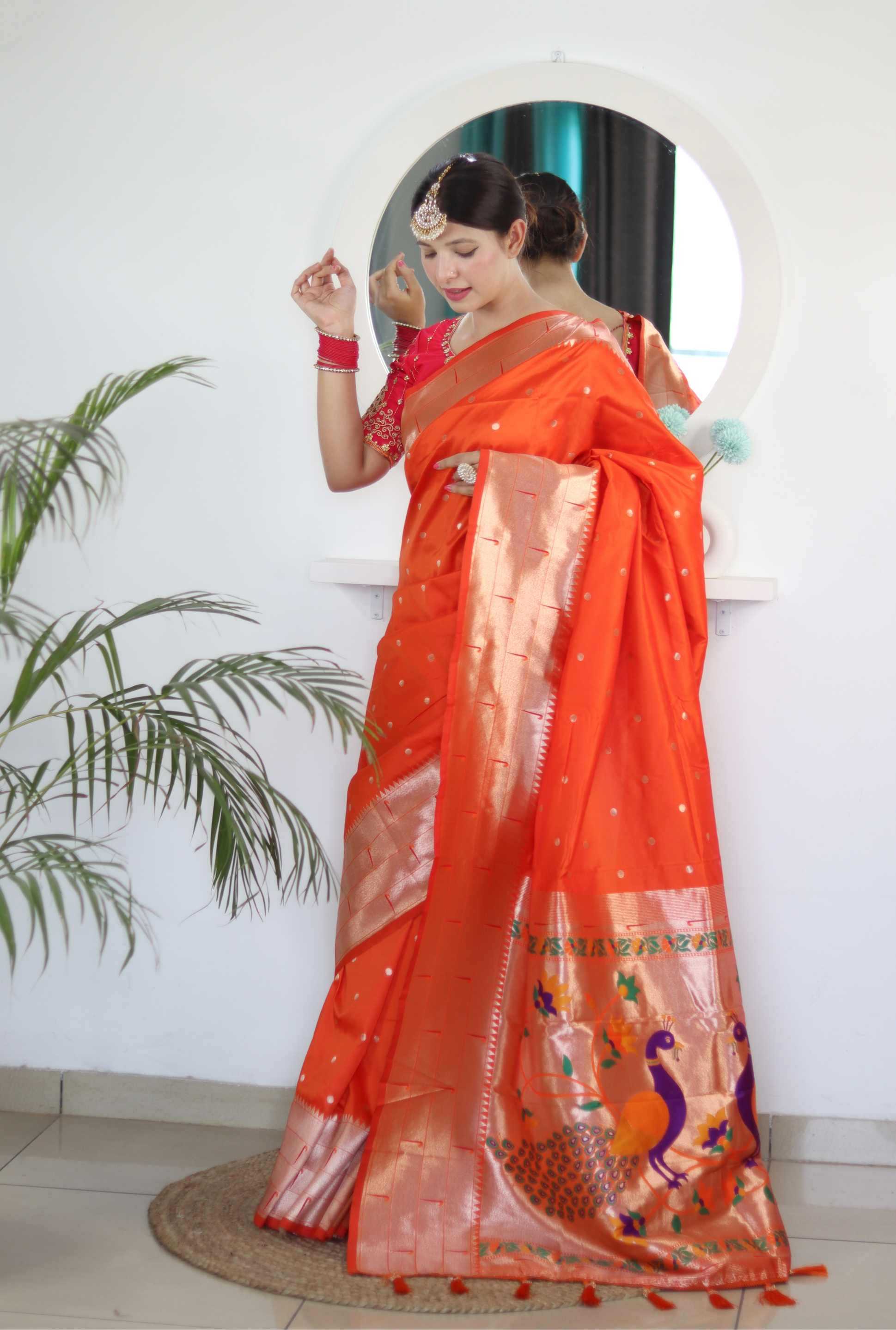 Ynf Paithani Silk RIN150 Kalakruti Paithani Silk Sarees Wedding Collections Wholesale Zari Border Silk Sarees Sangeet Outfits Manufacturer