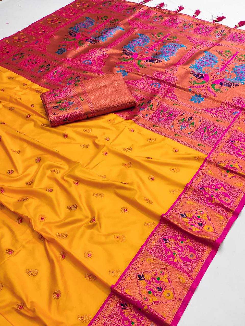 Ynf Paithani Silk RIN150 Kiva Paithani Silk Sarees Wedding Collections Festive Collections Wholesale Paithani Sarees Traditional Silk Sarees Silk Sarees With Blouse Manufacturer