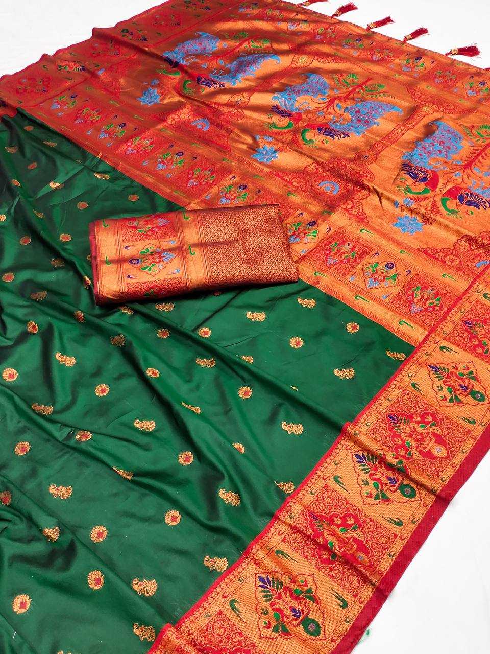 Ynf Paithani Silk RIN150 Kiva Paithani Silk Sarees Wedding Collections Festive Collections Wholesale Paithani Sarees Traditional Silk Sarees Silk Sarees With Blouse Manufacturer