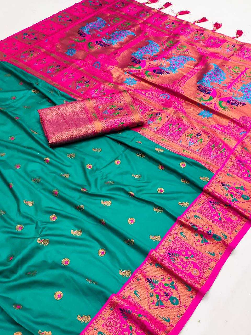 Ynf Paithani Silk RIN150 Kiva Paithani Silk Sarees Wedding Collections Festive Collections Wholesale Paithani Sarees Traditional Silk Sarees Silk Sarees With Blouse Manufacturer
