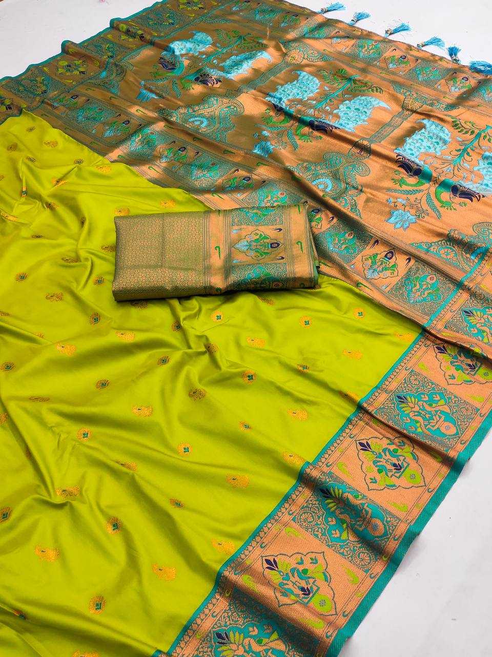 Ynf Paithani Silk RIN150 Kiva Paithani Silk Sarees Wedding Collections Festive Collections Wholesale Paithani Sarees Traditional Silk Sarees Silk Sarees With Blouse Manufacturer