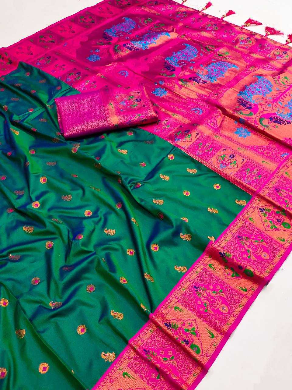 Ynf Paithani Silk RIN150 Kiva Paithani Silk Sarees Wedding Collections Festive Collections Wholesale Paithani Sarees Traditional Silk Sarees Silk Sarees With Blouse Manufacturer