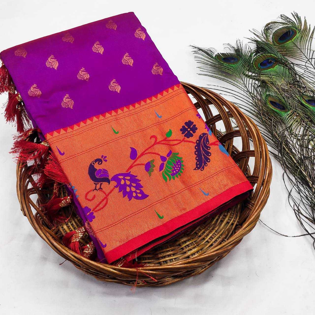 Ynf Paithani Silk RIN150 Marigold Paithani Silk Sarees Wedding Collections Festive Collections Wholesale Paithani Sarees Traditional Silk Sarees Silk Sarees With Blouse Manufacturer